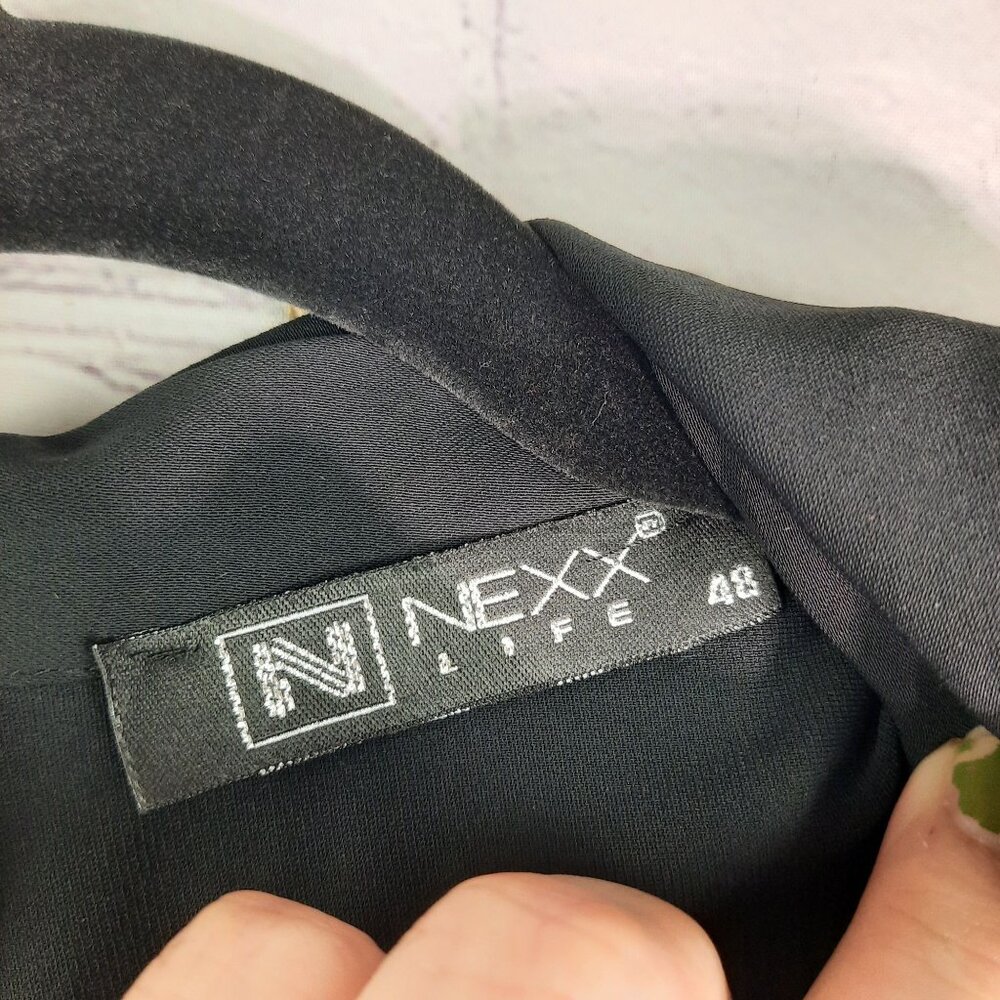 NEXX New York Life Size 48 Women's Black Rhinestone Dress Half Sleeve - Picture 6 of 16